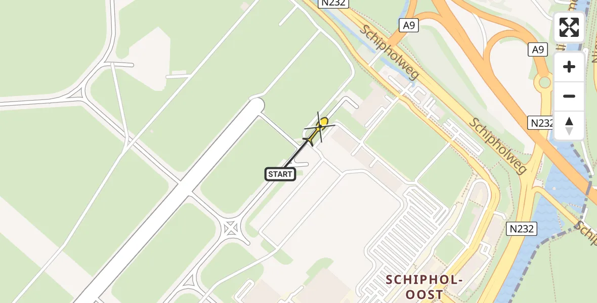 Vluchtroute Politiehelikopter van Schiphol naar Schiphol