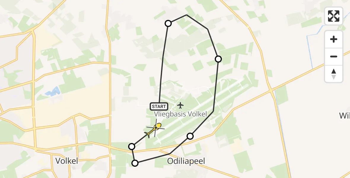 Routekaart van de vlucht: Lifeliner 3 naar Vliegbasis Volkel, Millsebaan