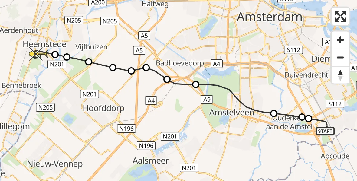 Routekaart van de vlucht: Lifeliner 2 naar Heemstede, Stekkenbergweg