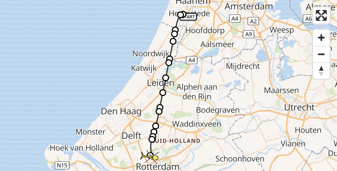 Routekaart van de vlucht: Lifeliner 2 naar Rotterdam The Hague Airport, Boekenroodeweg