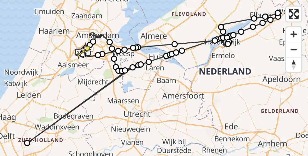 Routekaart van de vlucht: Politieheli naar Schiphol, Schipholweg