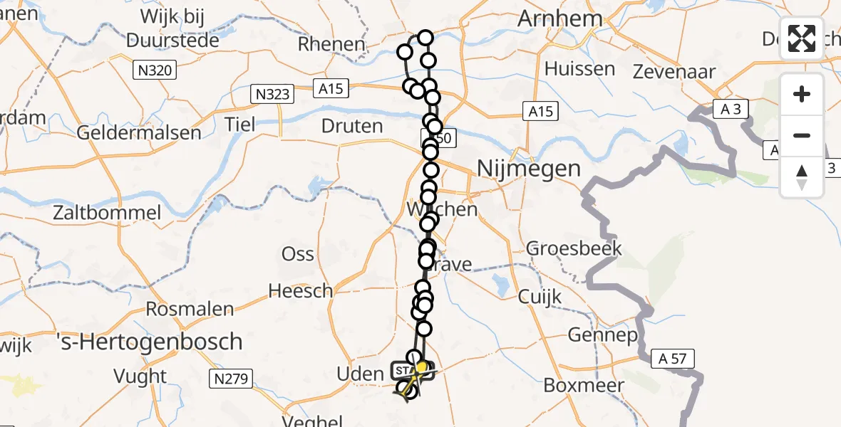 Routekaart van de vlucht: Lifeliner 3 naar Vliegbasis Volkel, Trentse Bossen