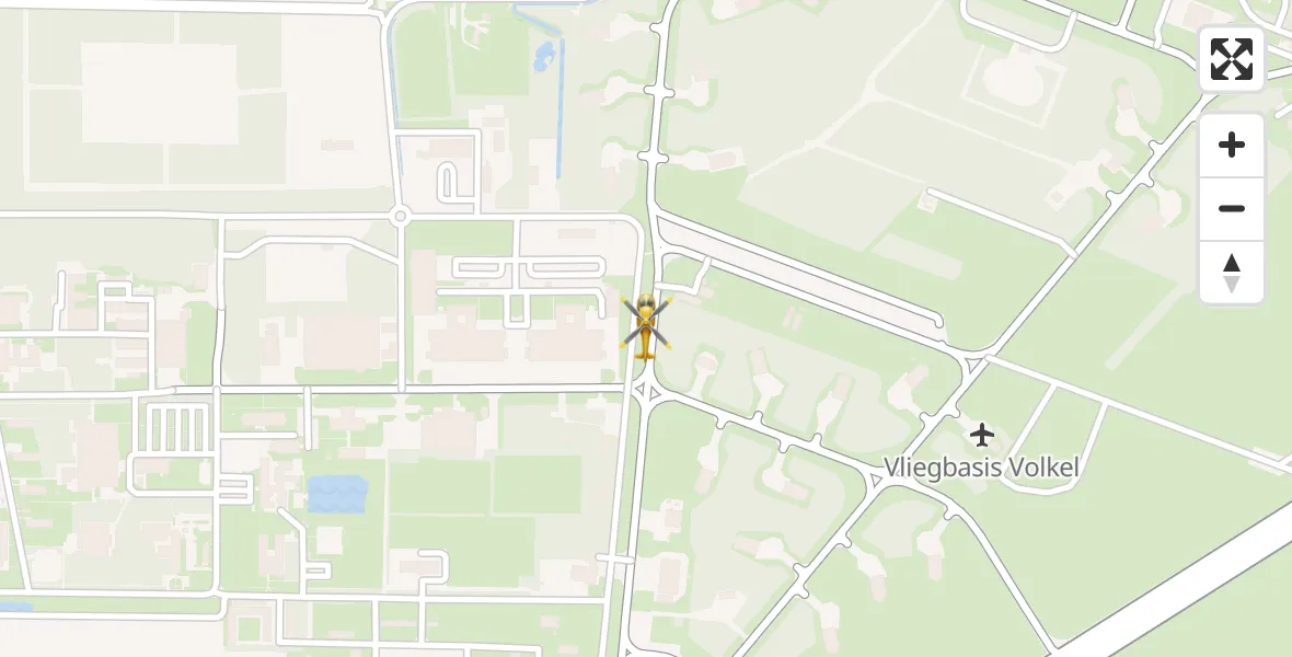 Vluchtroute Traumahelikopter van Vliegbasis Volkel naar Vliegbasis Volkel