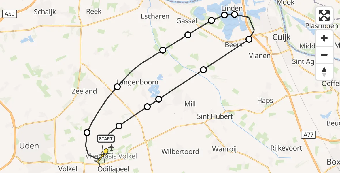 Routekaart van de vlucht: Lifeliner 3 naar Vliegbasis Volkel, Spoorweg