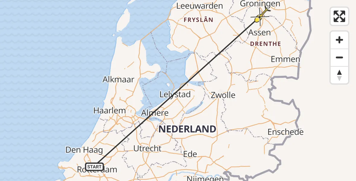 Routekaart van de vlucht: Traumahelikopter naar Groningen Airport Eelde, Machlaan