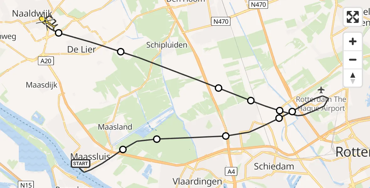 Routekaart van de vlucht: Lifeliner 2 naar Naaldwijk, Adriaan van Heelstraat