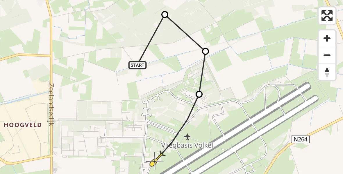 Routekaart van de vlucht: Lifeliner 3 naar Vliegbasis Volkel, Houtvennen