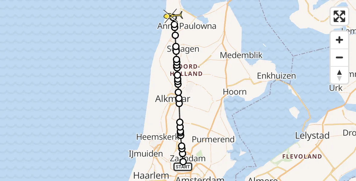 Routekaart van de vlucht: Lifeliner 1 naar Julianadorp, Ringweg