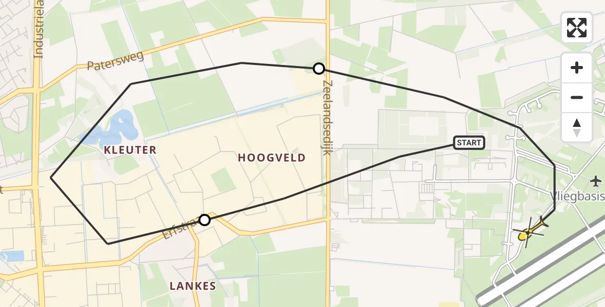 Routekaart van de vlucht: Lifeliner 3 naar Vliegbasis Volkel, Mandenmakerstraat