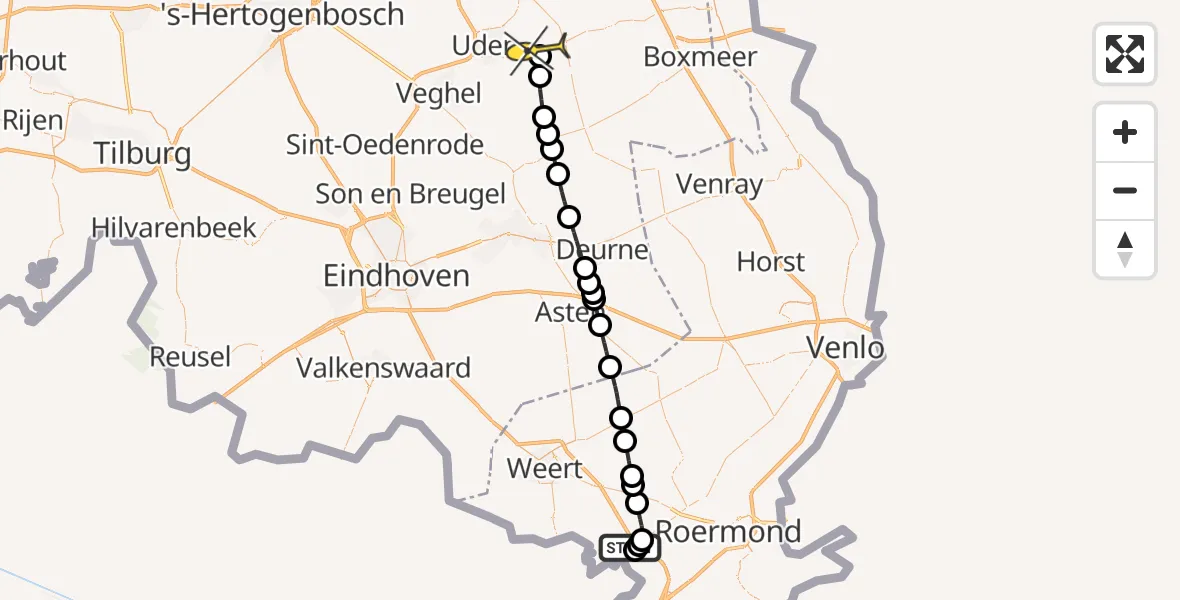 Routekaart van de vlucht: Lifeliner 3 naar Vliegbasis Volkel, Santfort