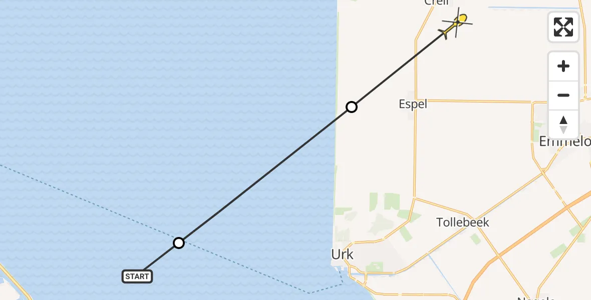 Routekaart van de vlucht: Politiehelikopter naar Creil, Klutenweg