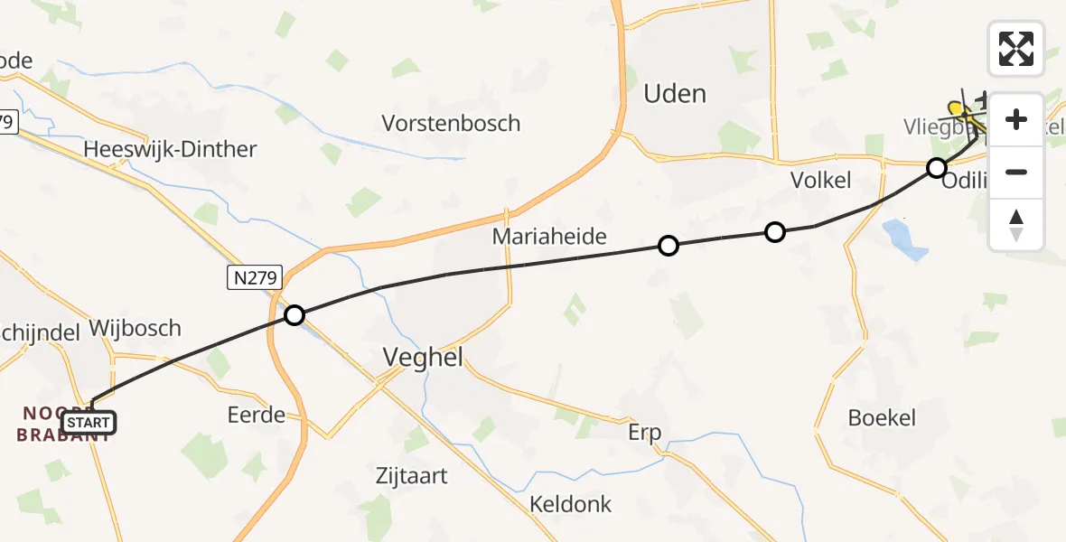 Routekaart van de vlucht: Lifeliner 3 naar Vliegbasis Volkel, Industrieweg