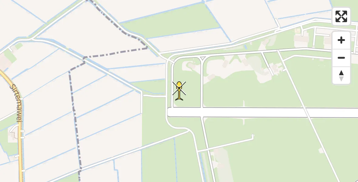 Vluchtroute Ambulancehelikopter van Vliegbasis Leeuwarden naar Vliegbasis Leeuwarden