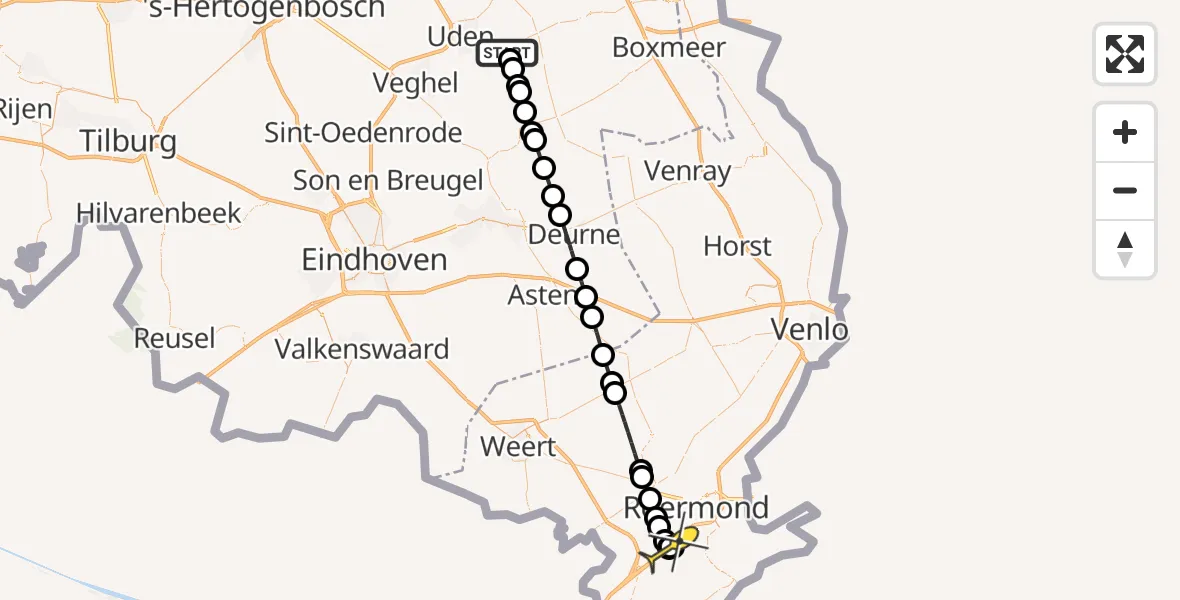 Routekaart van de vlucht: Lifeliner 3 naar Sint Odiliënberg, Oosterheidestraat
