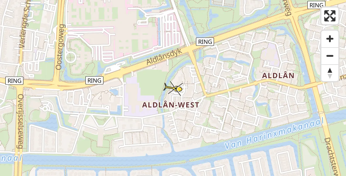 Vluchtroute Ambulancehelikopter van Leeuwarden naar Leeuwarden