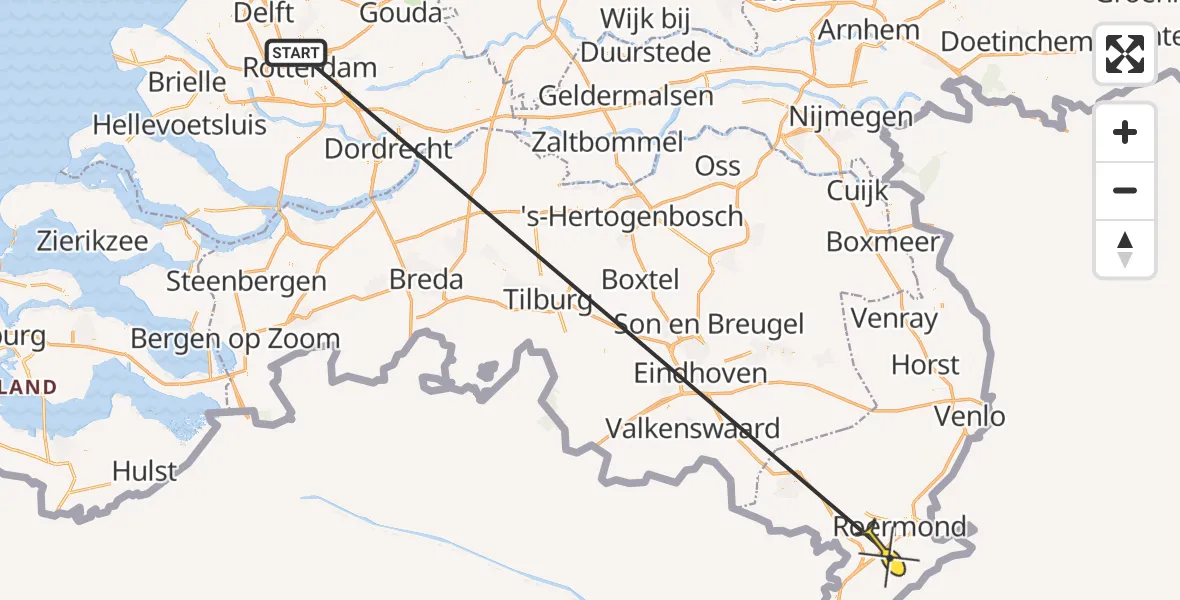 Routekaart van de vlucht: Traumaheli naar Sint Odiliënberg, Rijksweg