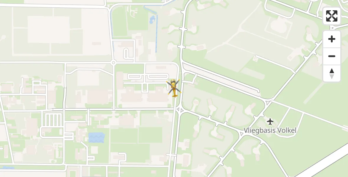 Vluchtroute Traumahelikopter van Vliegbasis Volkel naar Vliegbasis Volkel