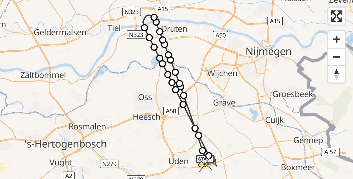 Routekaart van de vlucht: Lifeliner 3 naar Vliegbasis Volkel, Achter-Oventje