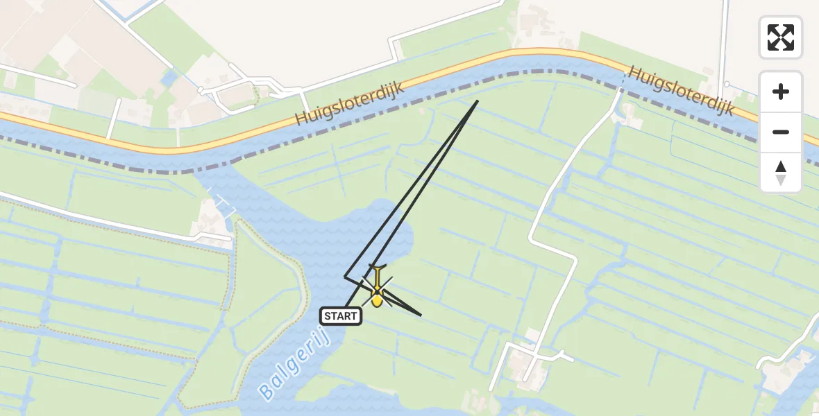 Routekaart van de vlucht: Politiehelikopter naar Kaag, Balgerij