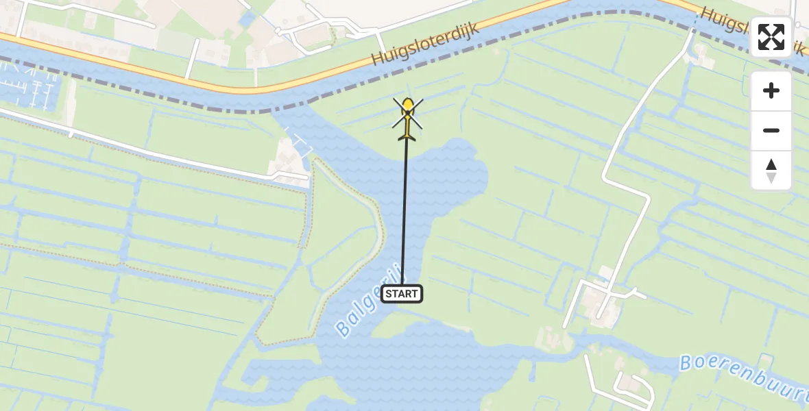 Routekaart van de vlucht: Politiehelikopter naar Kaag, Balgerij