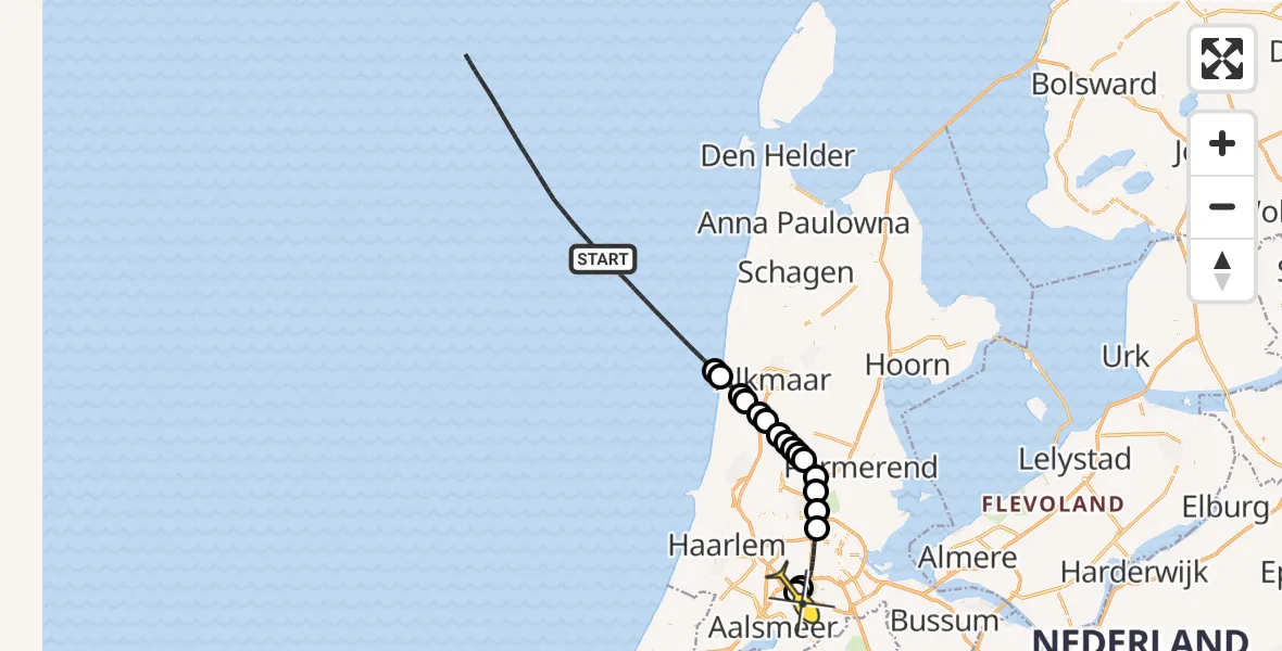 Routekaart van de vlucht: Politieheli naar Schiphol, Halim P.K. straat