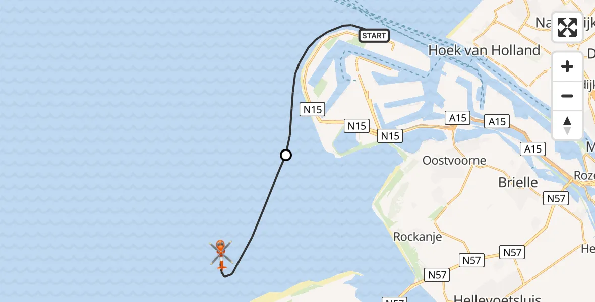 Vluchtroute Kustwachthelikopter Maasvlakte - , 18 april 2024, 07:52