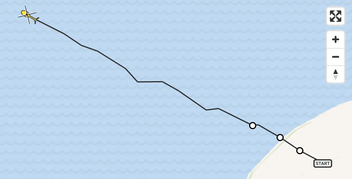 Routekaart van de vlucht: Ambulanceheli naar Oosterend, Oudebildtdijk