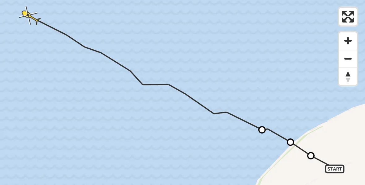 Routekaart van de vlucht: Ambulancehelikopter naar Oosterend, Oudebildtdijk