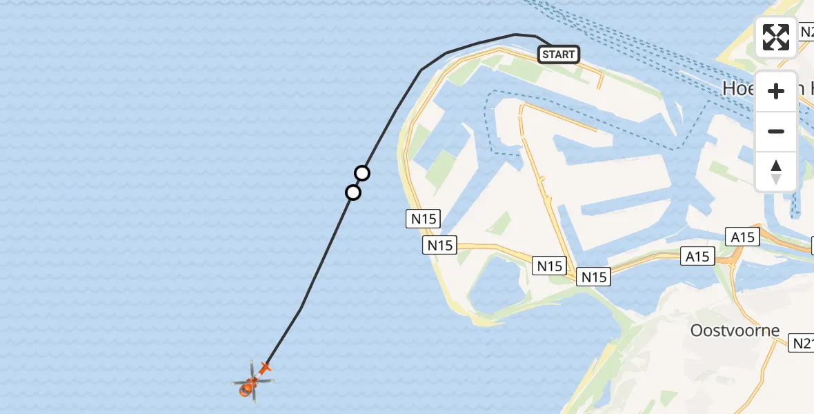 Vluchtroute Kustwachthelikopter Maasvlakte - , 18 april 2024, 09:24