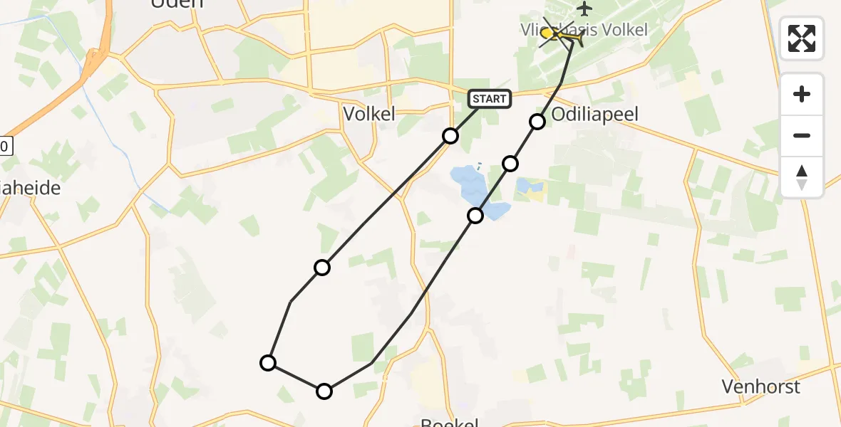 Routekaart van de vlucht: Lifeliner 3 naar Vliegbasis Volkel, Zeelandsedijk