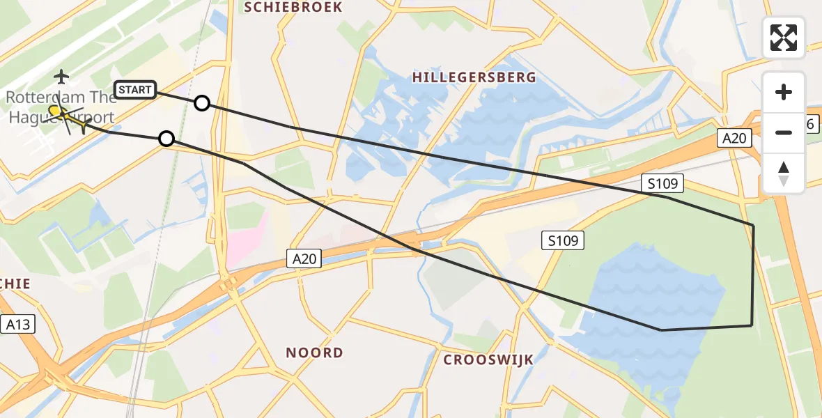 Routekaart van de vlucht: Lifeliner 2 naar Rotterdam The Hague Airport, Donkersingel