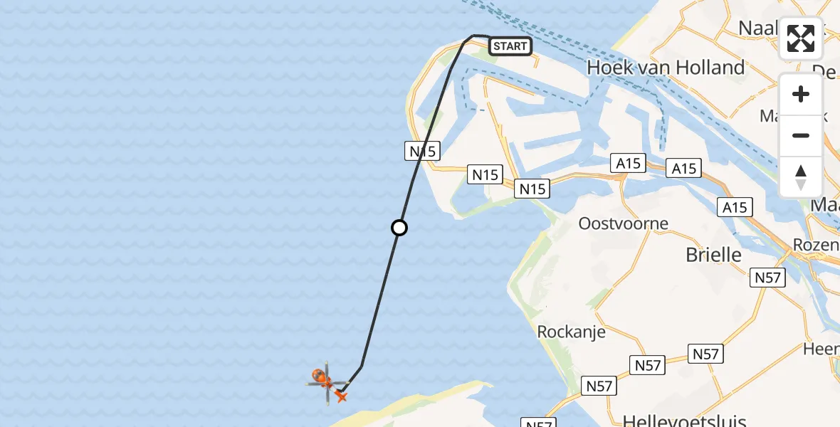 Vluchtroute Kustwachthelikopter Maasvlakte - , 18 april 2024, 11:36