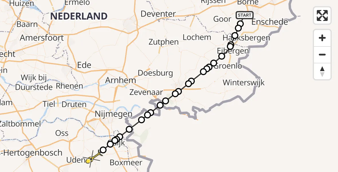 Routekaart van de vlucht: Politiehelikopter naar Odiliapeel, Torendijk