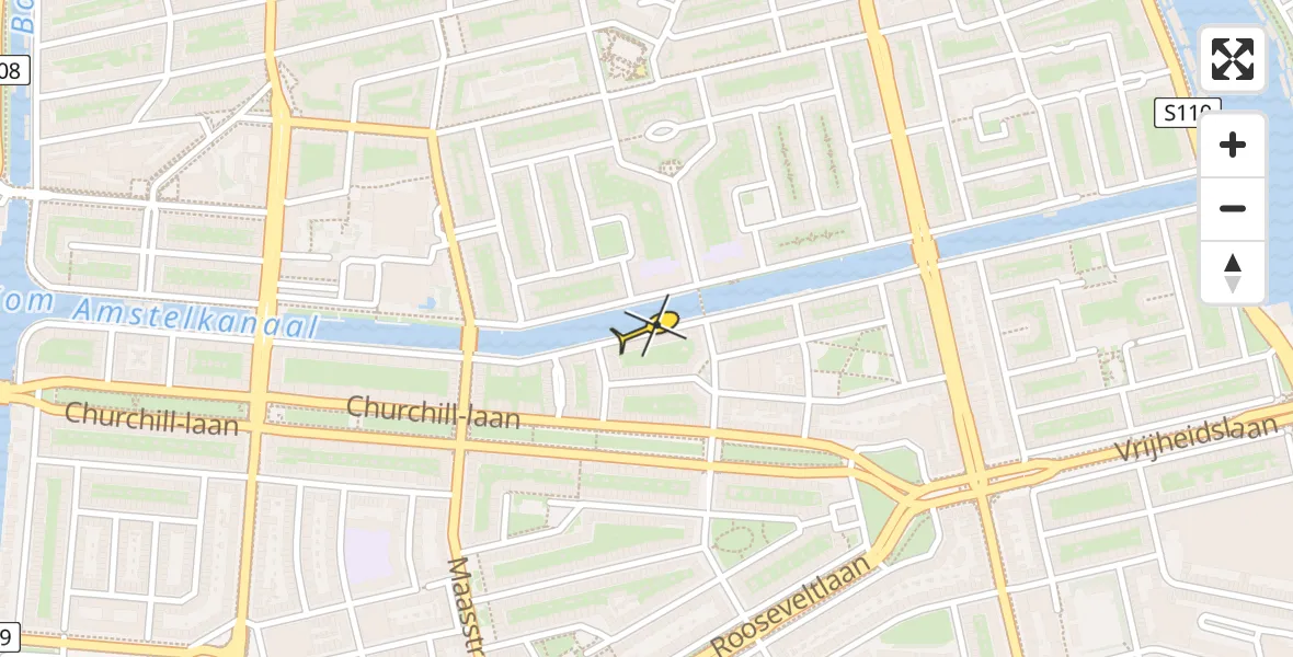 Vluchtroute Politiehelikopter van Amsterdam naar Amsterdam