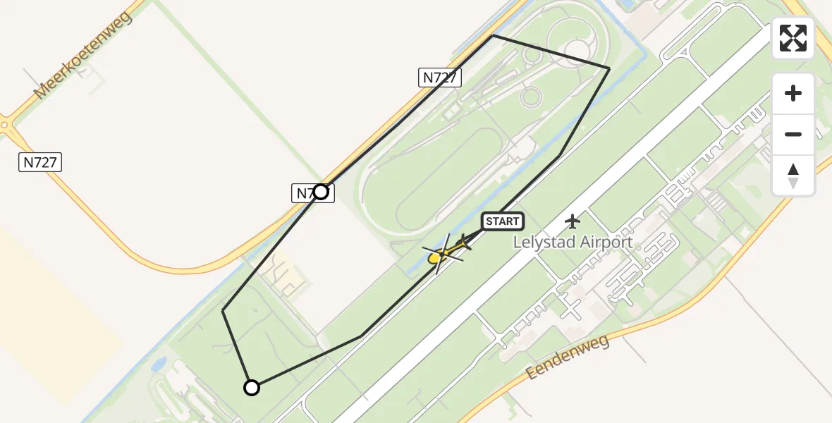 Routekaart van de vlucht: Politieheli naar Lelystad Airport, Talingweg
