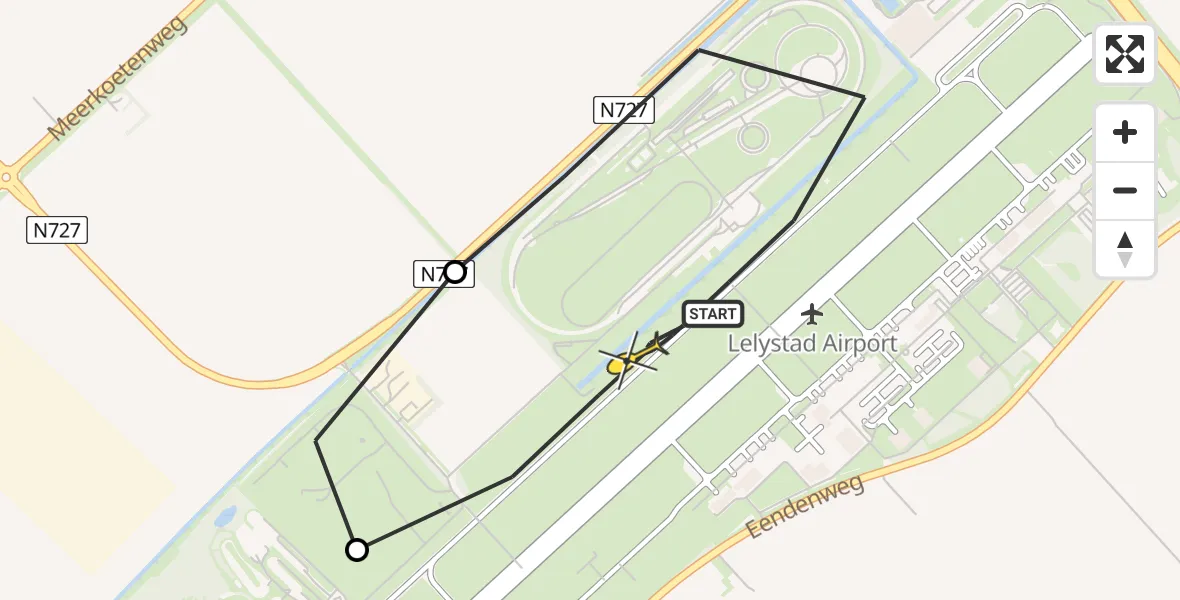 Routekaart van de vlucht: Politiehelikopter naar Lelystad Airport, Talingweg