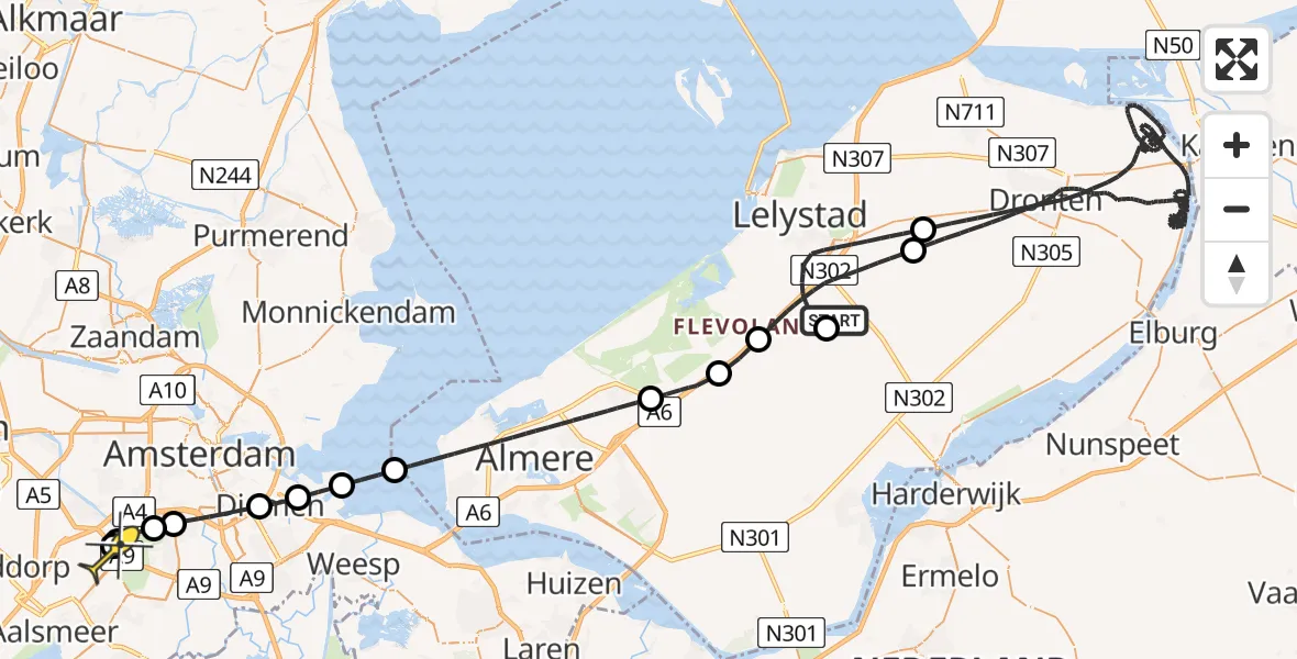 Routekaart van de vlucht: Politiehelikopter naar Schiphol, Talingweg