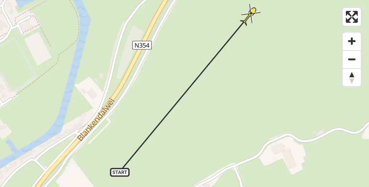 Routekaart van de vlucht: Traumahelikopter naar Scharnegoutum, Blankendalwei
