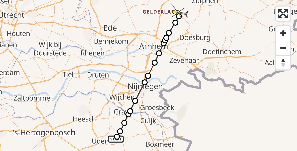 Routekaart van de vlucht: Lifeliner 3 naar Eerbeek, Trentsedijk