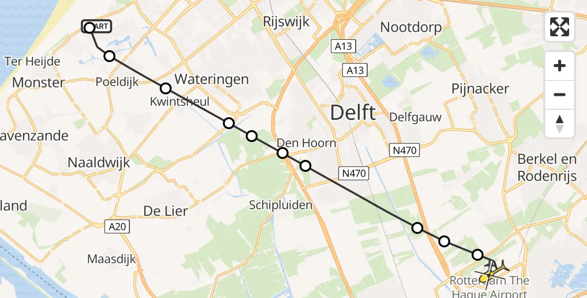 Routekaart van de vlucht: Lifeliner 2 naar Rotterdam The Hague Airport, Madeweg