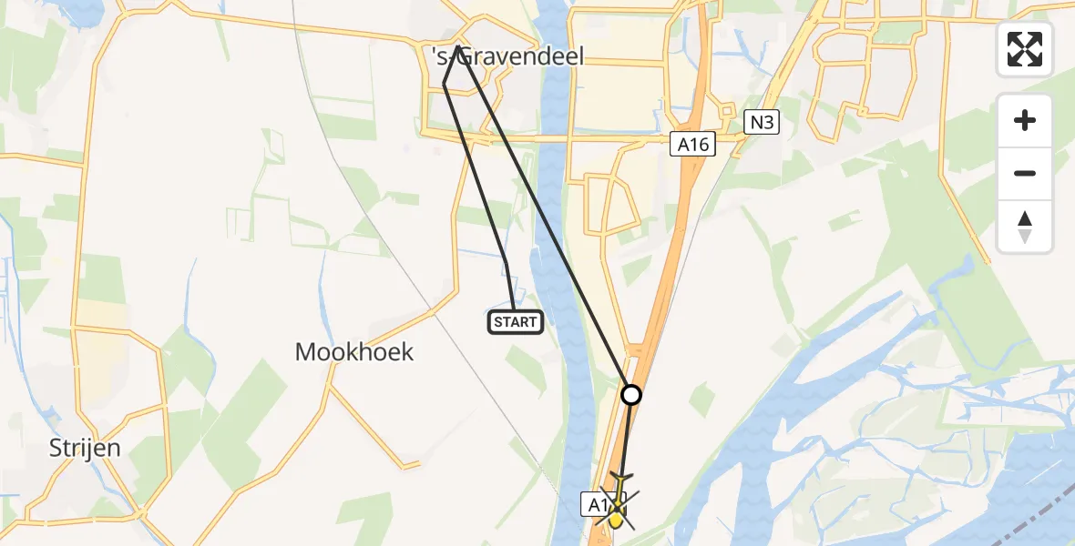 Routekaart van de vlucht: Politiehelikopter naar Dordrecht, Tuinstraat
