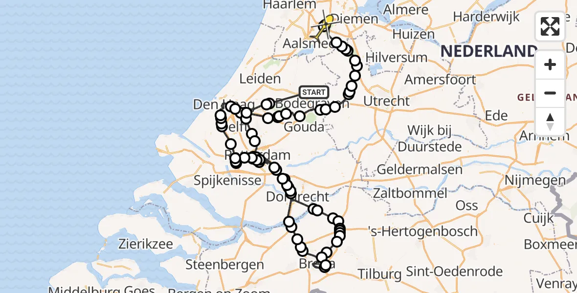 Routekaart van de vlucht: Politieheli naar Schiphol, Molenslootpad