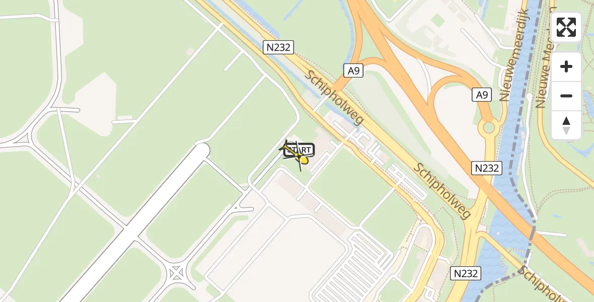 Vluchtroute Politiehelikopter van Schiphol naar Schiphol