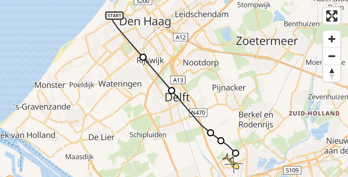 Routekaart van de vlucht: Lifeliner 2 naar Rotterdam The Hague Airport, Hendrik van Deventerstraat