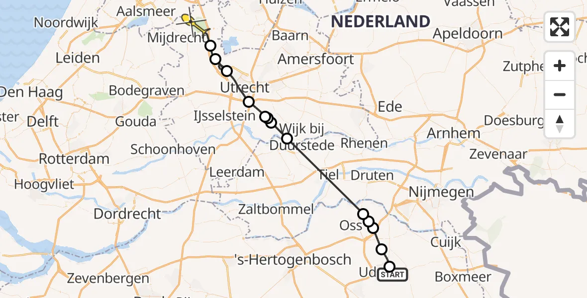Routekaart van de vlucht: Politiehelikopter naar Vinkeveen, Zeelandsedijk