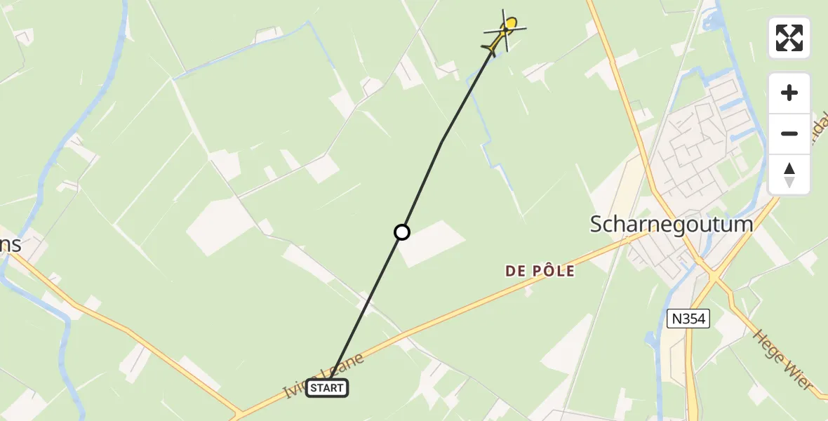 Routekaart van de vlucht: Ambulancehelikopter naar Scharnegoutum, Ivige Leane