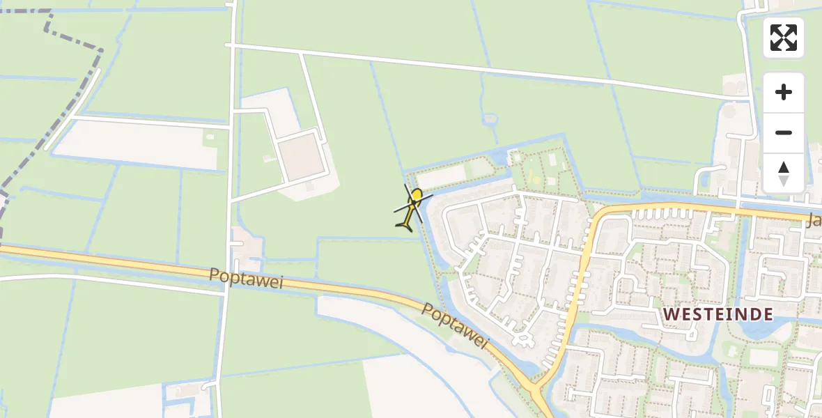 Vluchtroute Ambulancehelikopter van Leeuwarden naar Leeuwarden