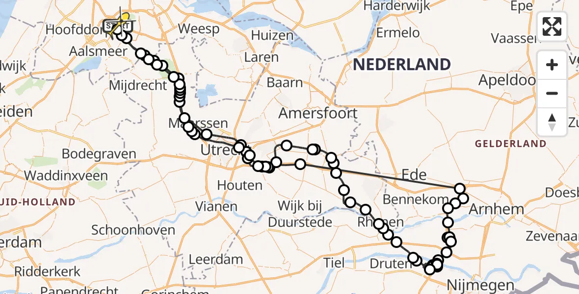 Routekaart van de vlucht: Politieheli naar Schiphol, Noorddammerweg