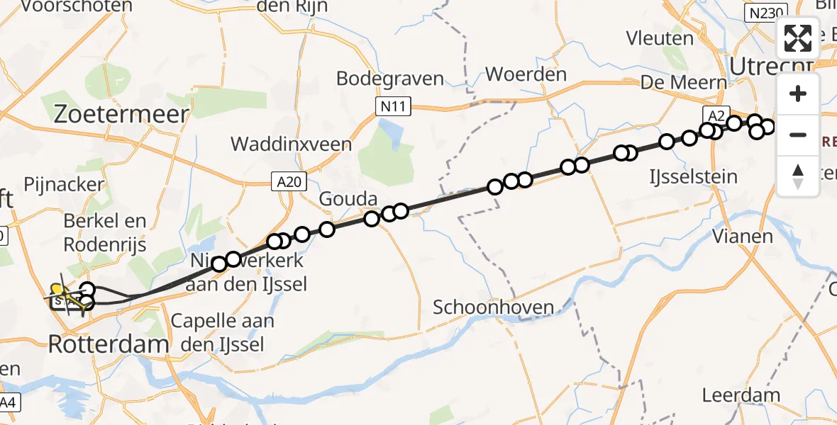 Routekaart van de vlucht: Lifeliner 2 naar Rotterdam The Hague Airport, Soesterbergstraat