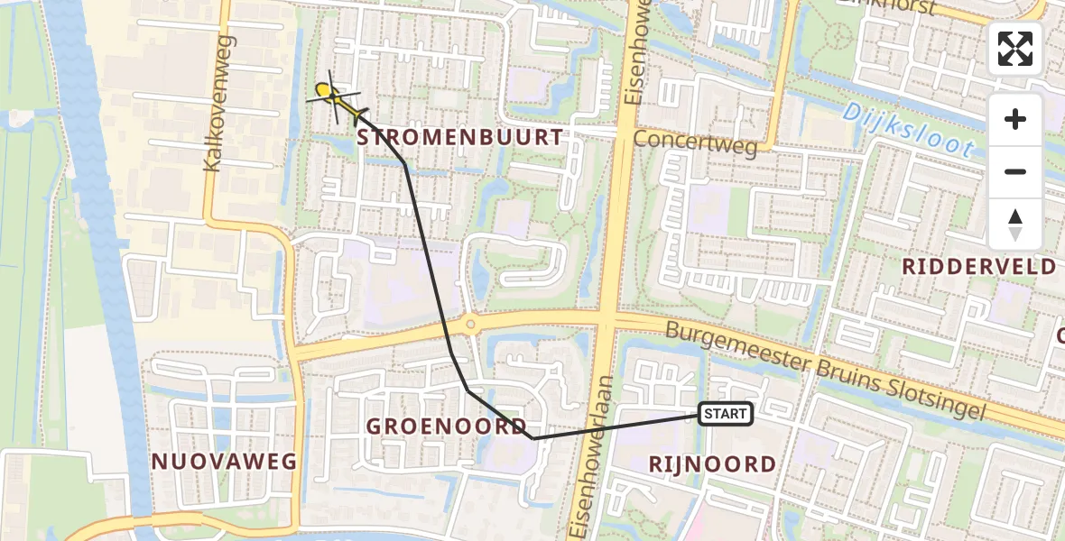 Routekaart van de vlucht: Politieheli naar Alphen aan den Rijn, Haringvliet